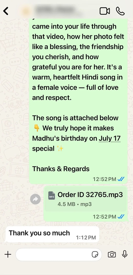 Song delivered on WhatsApp