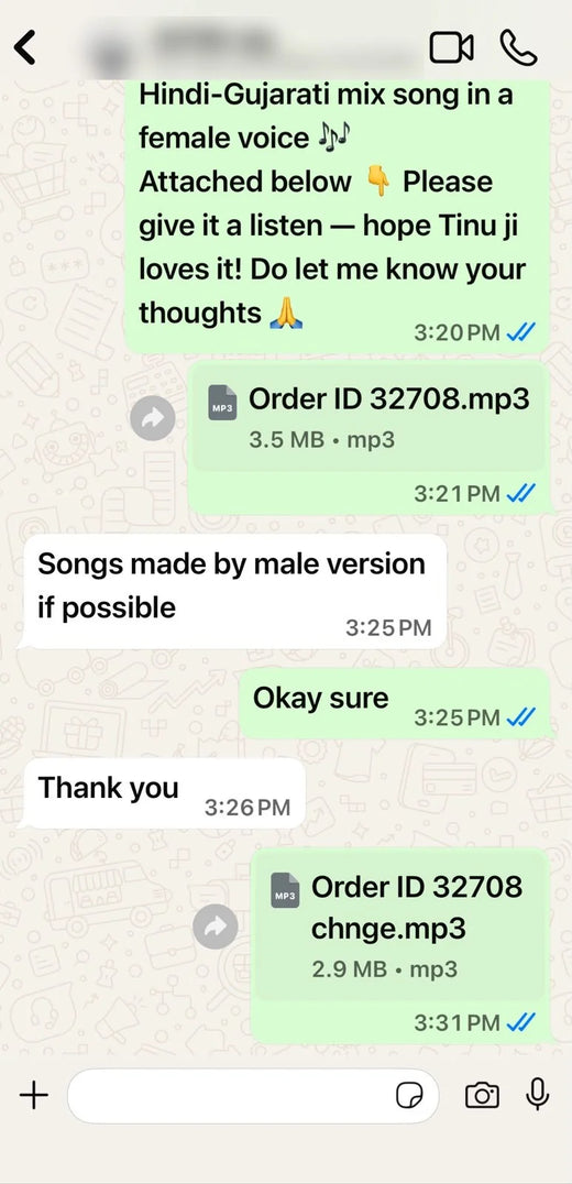 Song delivered on WhatsApp