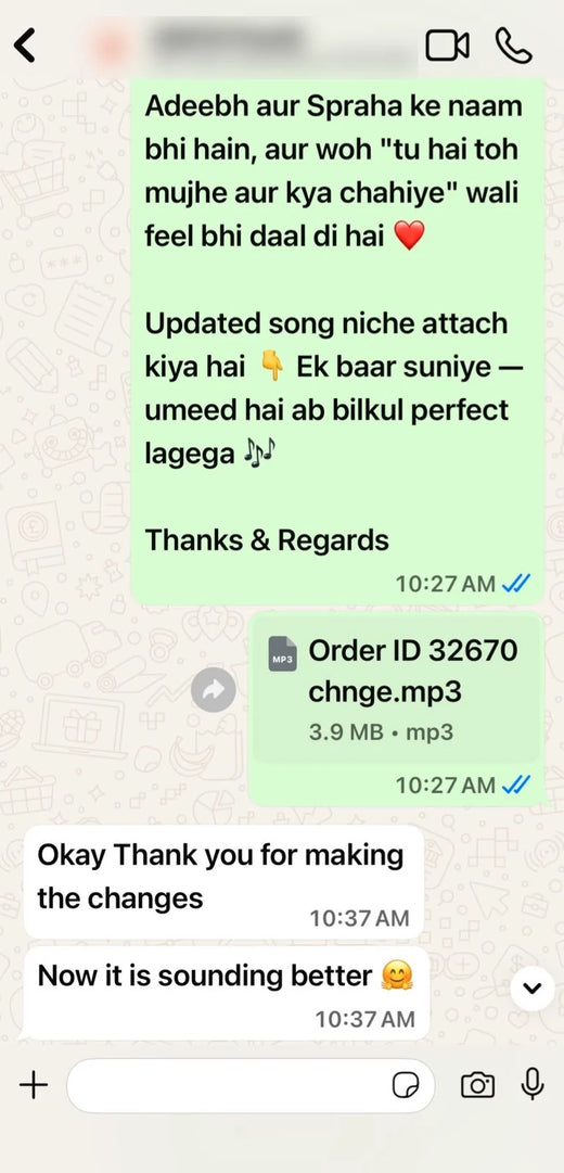 Song delivered on WhatsApp