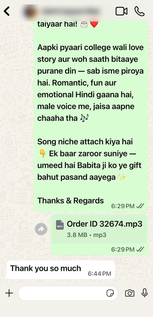 Song delivered on WhatsApp