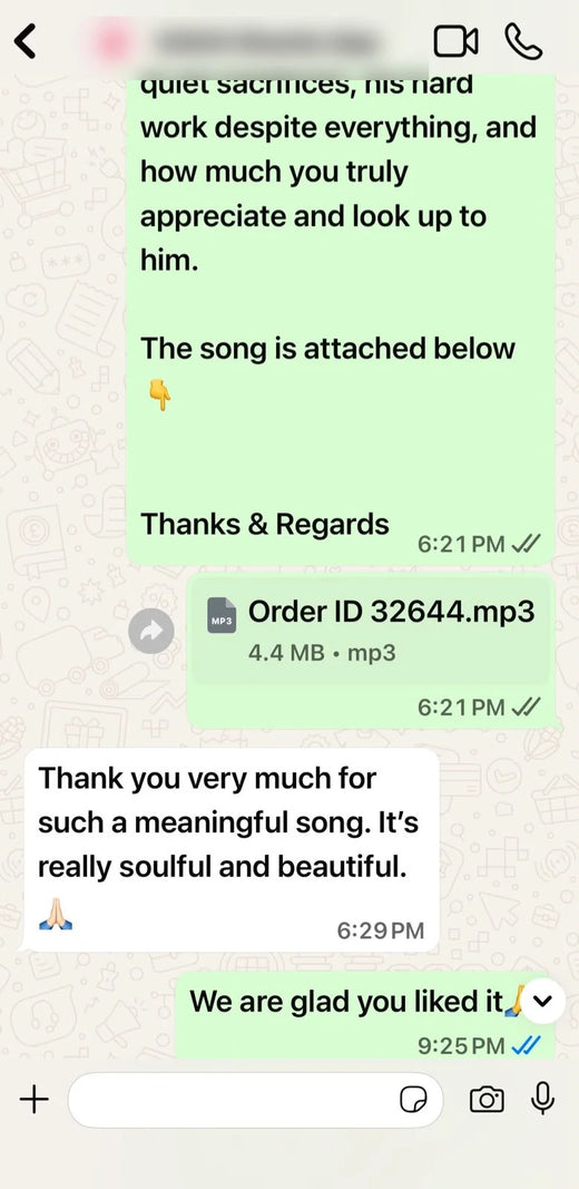 Song delivered on WhatsApp