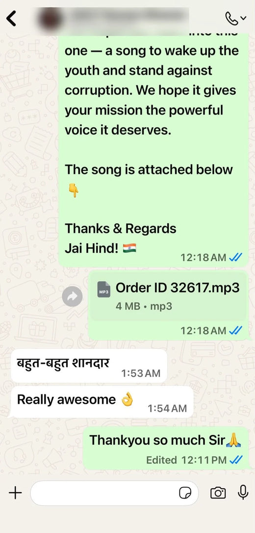 Song delivered on WhatsApp